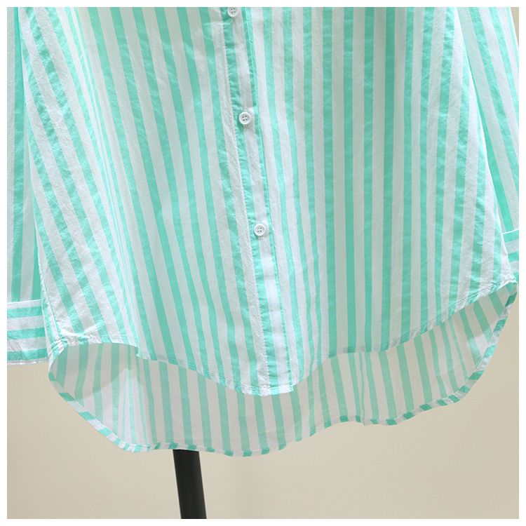 Lässiges Langarm-Streifenhemd für Damen – Locker sitzende Baumwollbluse für Frühling und Sommer – Elegantes Büro und Alltagskleidung_voghion.com