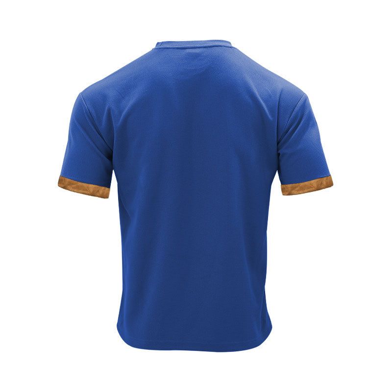 Camisa Henley de manga curta de verão, camiseta masculina com decote em V e alça, conjunto de cores combinando_voghion.com