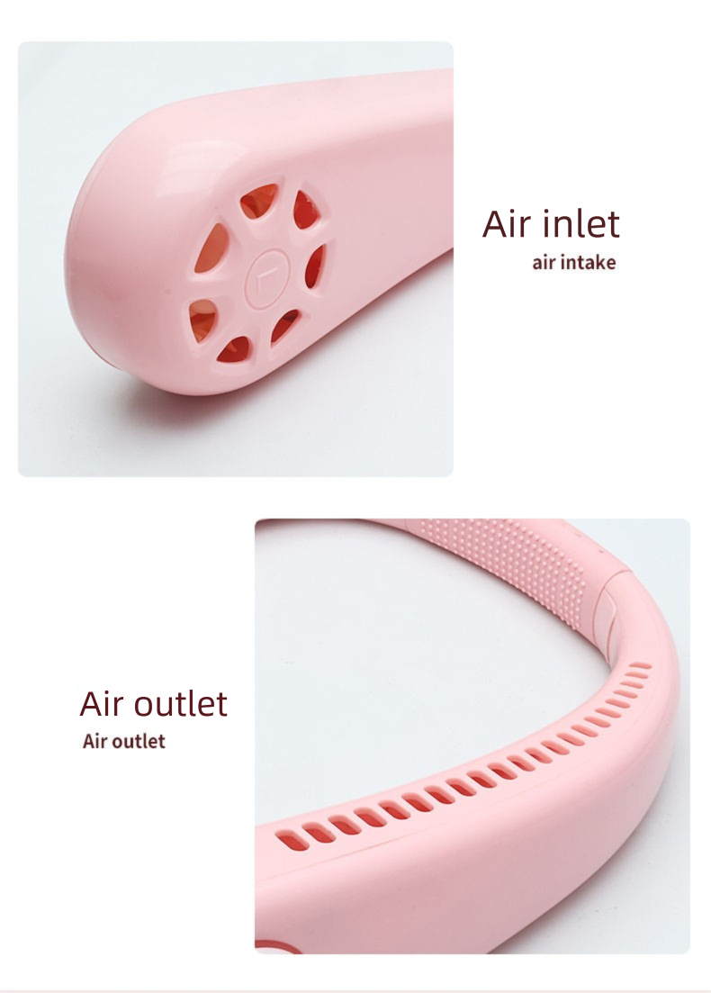 Tragbarer Mini-Lüfter ohne Flügel, zum Aufhängen am Hals, für Studenten, wiederaufladbar, leiser Lüfter, lange Standby-Zeit_voghion.com