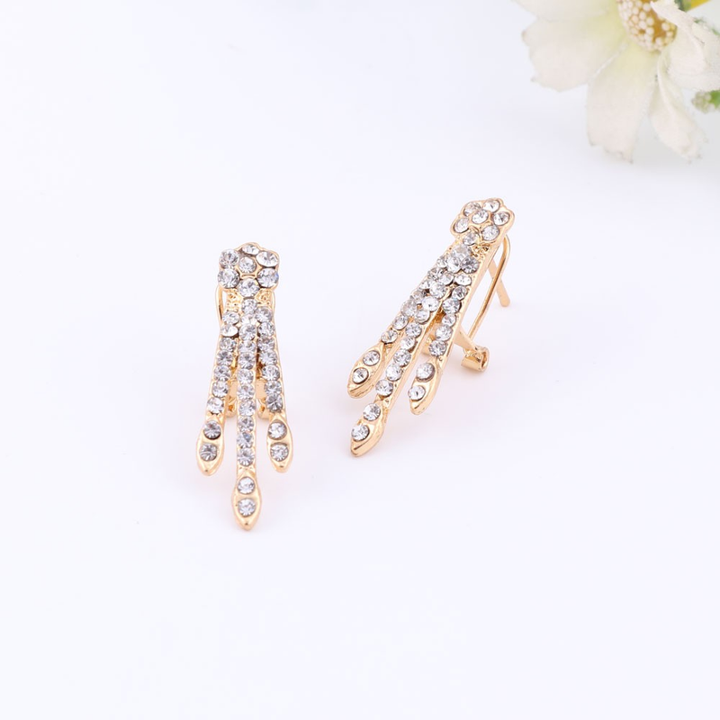 Feine afrikanische Perlen Schmucksets Halskette Armreif Ohrringe Ringe Kristall Party Hochzeit Goldfarbe Brautzubehör_voghion.com