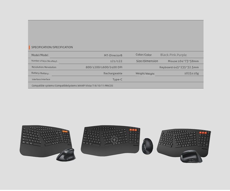 Meetion Mishen Directorb Ergonomische Drahtlose Bluetooth Schlüssel Maus Anzug Lade Stumm Für Home Office_voghion.com