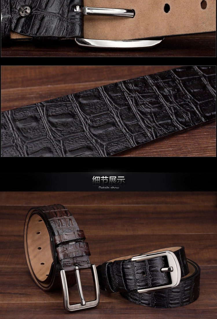 Neuer Hot Crocodile Selected Herrengürtel, Business Casual Gürtel, Nadelschnalle, echtes Leder, modischer und luxuriöser Herrengürtel_voghion.com