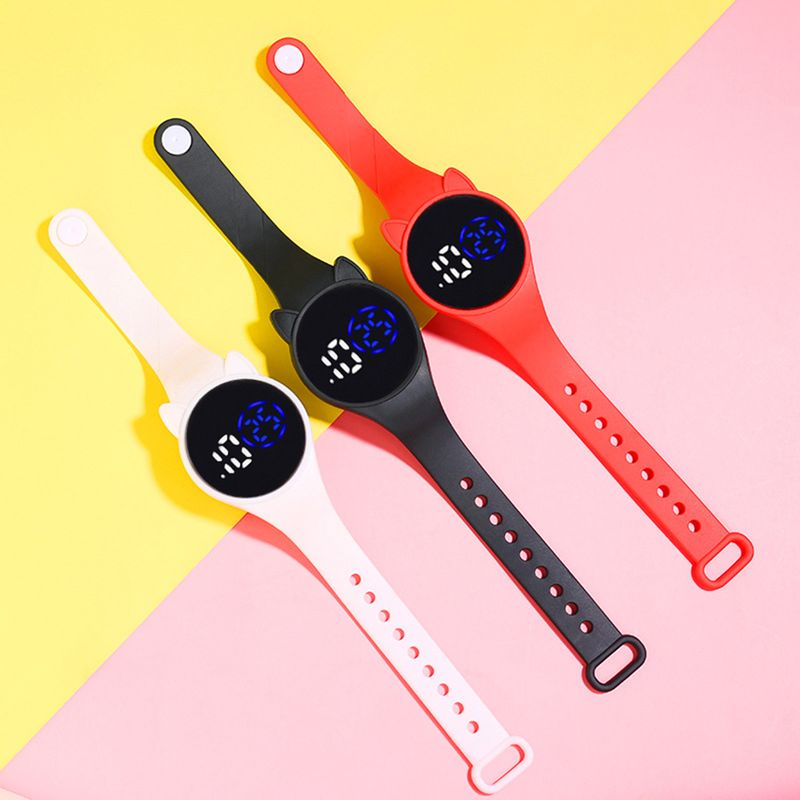 Xinweiqing Electronic Watch Luminous Swimming Round Dial Cartoon Cat Ear Sport LED Digital Bracelet for Student_voghion.com