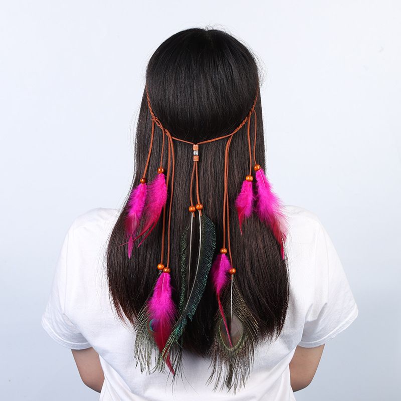 Peacock Feather Hair Ornament: Vintage Indian Dance Headband, Boho Ethnic Style Hair Accessory - Perfect For Parties, Performances & Festivals_voghion.com