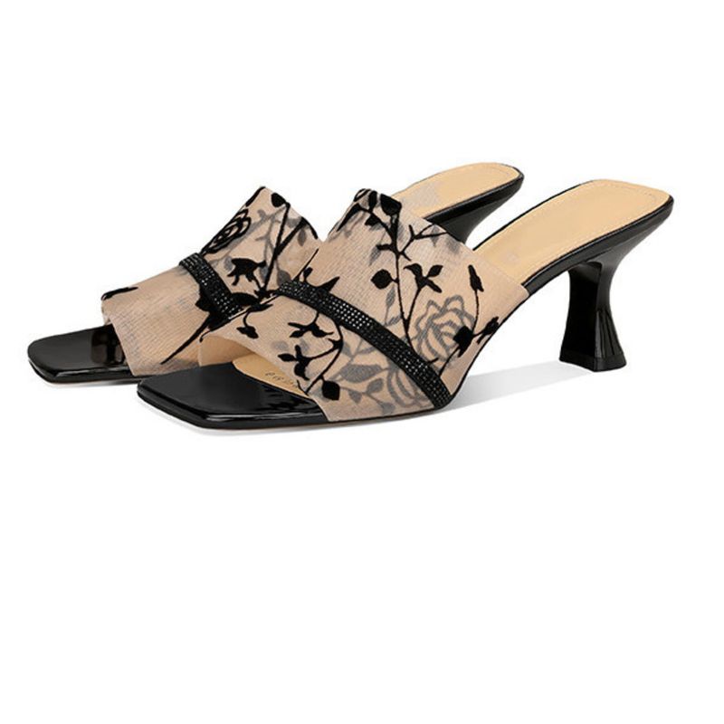 Women's Sandals, Sexy And Charming Thin Mesh, Ethnic Style Floral High Heels_voghion.com