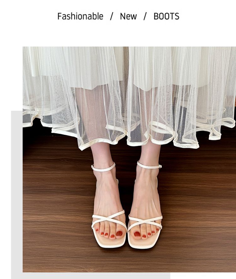 2025 Sommer Offene Zehen Frisch Flach Für Frauen Mit Niedrigem Wurzel Vollleder Weiches Gesicht Einteilige Schnalle Römische Sandalen_voghion.com