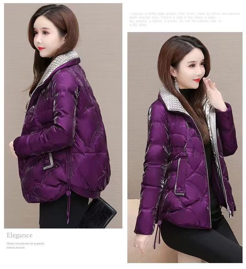 Damenbekleidung Hochwertige perlmuttfarbene, waschfreie Wintermäntel aus Baumwolle für Damen, modische, kurze, dicke, vielseitige Winterjacke_voghion.com