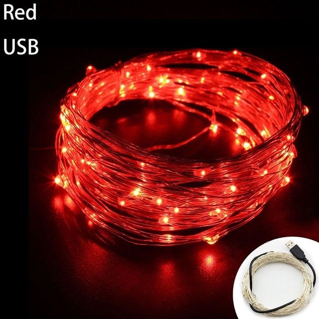 Guirnalda de luces LED con cable de cobre USB, luces de hadas para exteriores, impermeables, para Navidad, bodas, fiestas, decoración del hogar y la habitación_voghion.com