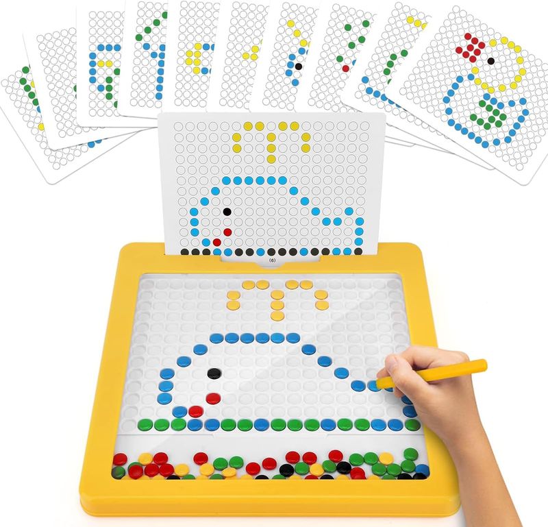 Yürümeye Başlayan Çocuklar İçin Manyetik Çizim Tahtası Mıknatıs Boncuklar ve Kalem Çizim Tahtası Montessori Eğitici Duyusal Seyahat Oyuncakları_voghion.com