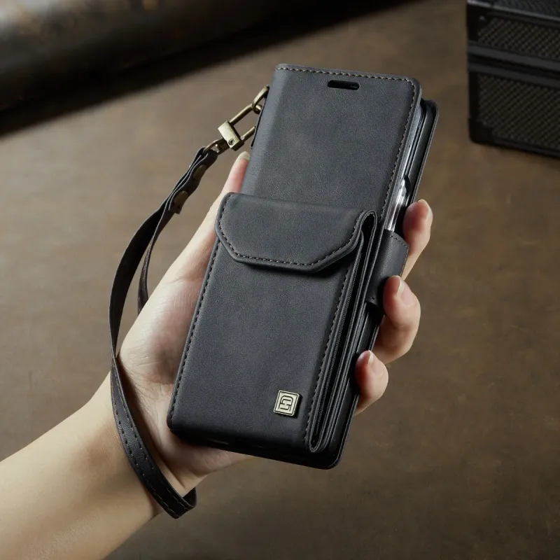 Custodia per telefono con portafoglio per Samsung Galaxy Z Fold 6 5 Fold6 Fold5 5G con blocco RFID, porta carte di credito, custodia in pelle PU_voghion.com