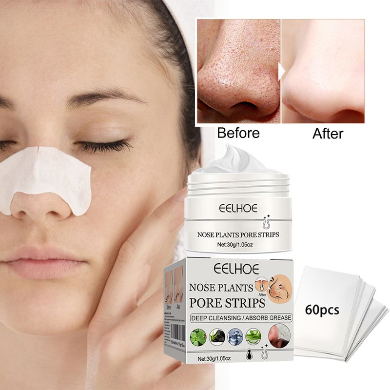 Masque nasal déchirable amovible Nettoie en douceur les pores Absorbe les points noirs et l'acné avec 60 feuilles de papier 2024_voghion.com