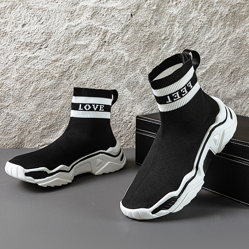 Calzini elastici estivi scarpe trendy da uomo con maniche traspiranti scarpe da uomo sneakers alte interno potenziamento stivaletti da uomo in maglia giovanile_voghion.com