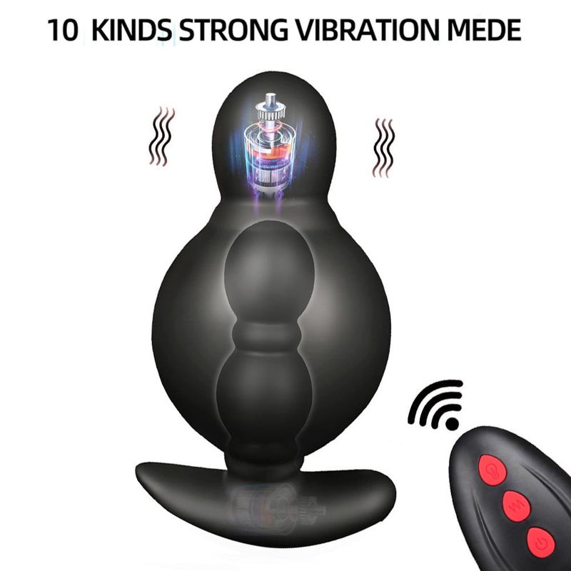 Wireless Remote Control Inflatable Anal Expansion Prostate Massager 10 Modes Vibrating Dildo Wireless Remote Control Butt Plug Sex Toys For Men Women_voghion.com