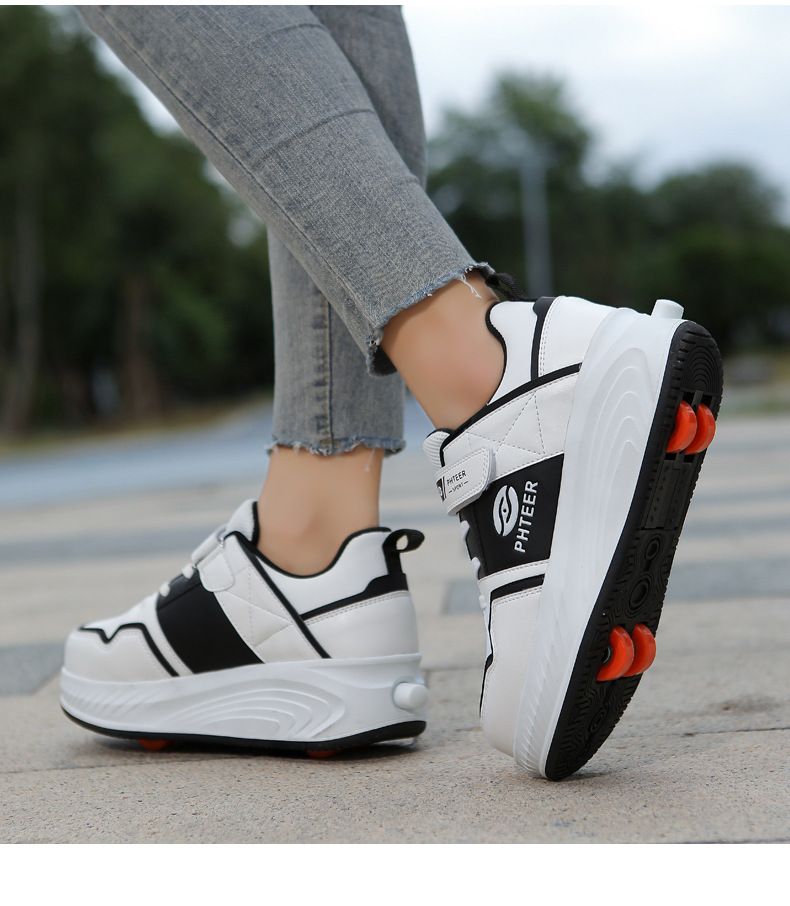 Heelys Kinderschoenen Vierwieler Studentenversie Sportschoenen Dubbele Rij Goedkope Heren- en Damesschaatsen Vliegende Schoenen Met Wielen Kinderschoenen_voghion.com