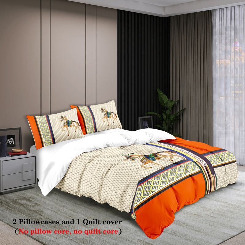 Conjunto de cama de microfibra de luxo com 3 peças - Capa de edredom e fronhas com impressão digital (tamanho queen/king size, hipoalergênico, ultramacio, lavável à máquina)_voghion.com