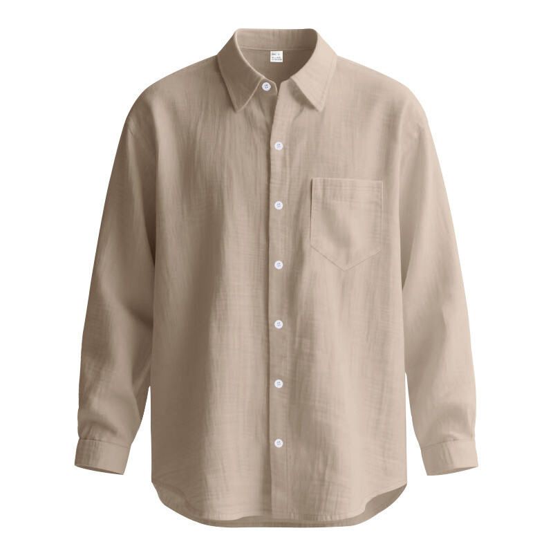 Chemise décontractée en lin pour homme – Chemise boutonnée respirante avec col à revers (blanc/noir/vert kaki/bleu clair, tailles S à XXXL)_voghion.com