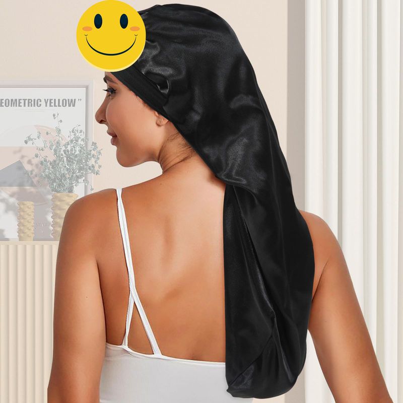 Women's Elegant Satin Sleep Cap With Wide Brim And Bow Tie, Breathable & Comfortable For All Seasons, Perfect For Hair Protection And Beauty Sleep_voghion.com