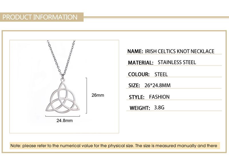 Ready Stock Skyrim Viking Irish Celtics Knot Pendant Necklace for Women Amulet Triquetra Chain Necklaces Stainless Steel Jewelry_voghion.com