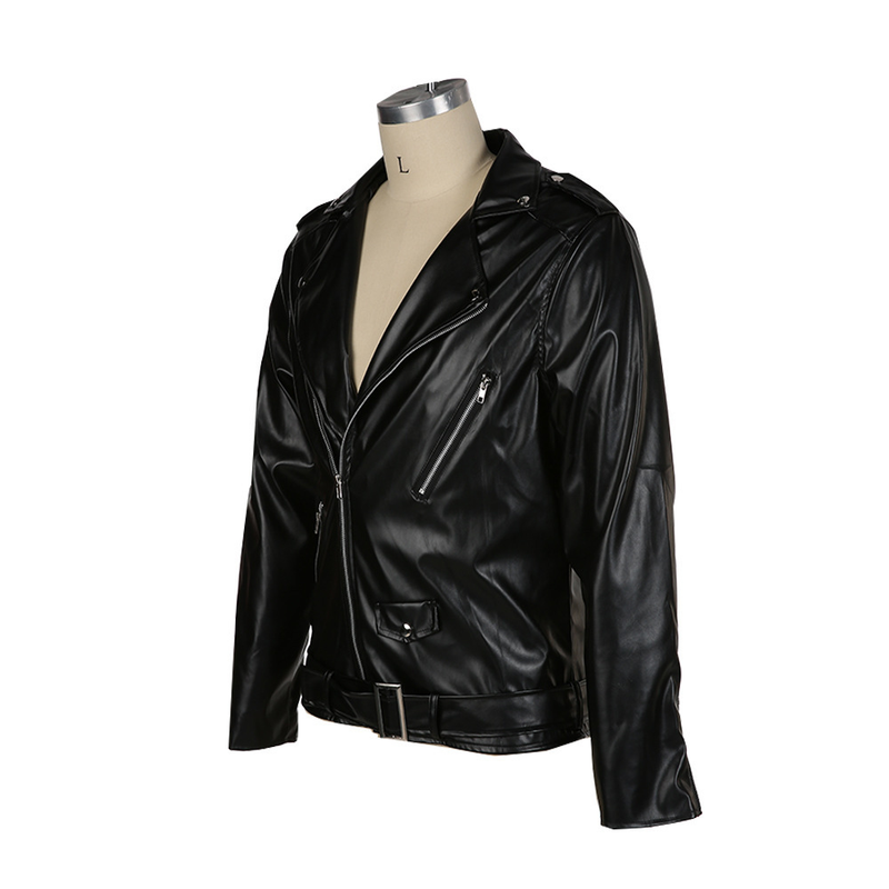 Men's autumn and winter new leather jacket with fashionable lapel zipper motorcycle leather jacket_voghion.com