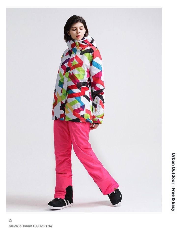 001 Gsousnow Skijacke für Damen, winddicht, wasserdicht, atmungsaktiv, warme Schneejacke, Snowboard- und Skiausrüstung_voghion.com