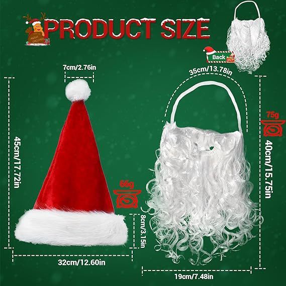 Cappello di Natale Babbo Natale parrucca bianca barba di Natale vestito di Babbo Natale artigianato_voghion.com