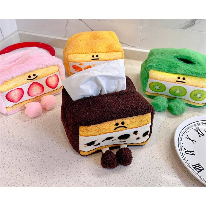 Peluche fraise dessin animé mignonne mangue chocolat kiwi boîte à sandwich pain mouchoir_voghion.com