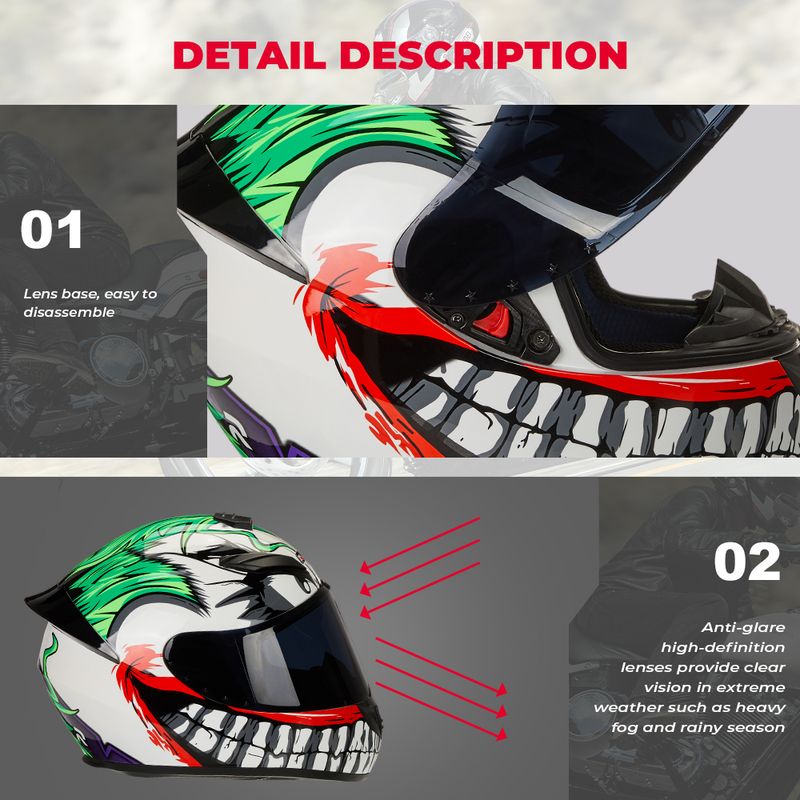 Motorradhelm Clown Full Face Racing Motocross Helm Flip Up Moto Erwachsene Motorrad Street Touring Reiten Casco Capacete_voghion.com