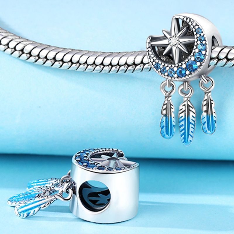 Kadın Takıları Yıldız Ay ve Güneş Charm Kolye Moda Boncuklu Takı Kendin Yap Kolye Bilezik Aksesuarları Kadın Bakır Gümüş_voghion.com
