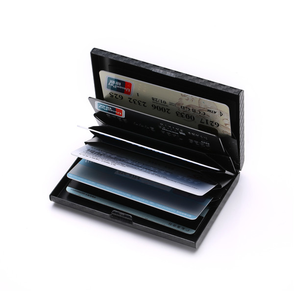 Bycobecy Custom Carbon Fiber Card Holder Metal Plastic NFC Wallet Passport Holder Document Organizer RFID Slim Wallets_voghion.com