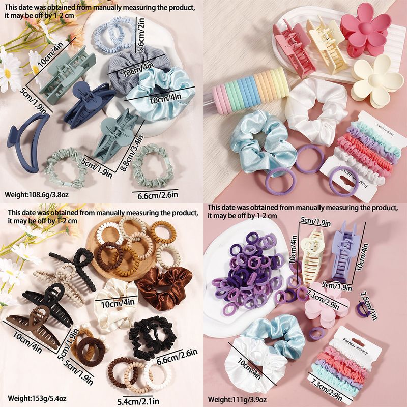 Set di fermagli per capelli opachi multicolore e elastici per capelli con perle - Fermagli per il lavaggio del viso antitraccia + Fermagli a forma di squalo per la nuca - Stile mix & match_voghion.com