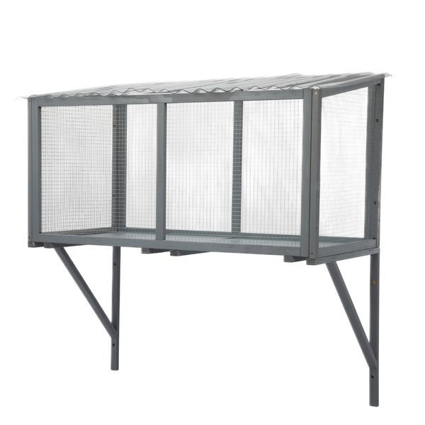 Cat Window Catio, Cat Outdoor Enclosure With Sun Sheet Roof, Wall Mounted Wood Cat Window Perch House, Weatherproof Window Box, Dark Gray_voghion.com