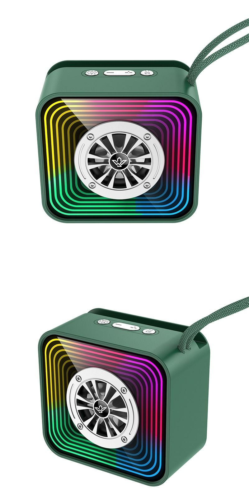 Mini Mirror Bluetooth Speaker Wireless Outdoor Heavy Bass Soundbar RGB Atmosphere Light MP3 Music Player With TF Card USB Slot_voghion.com