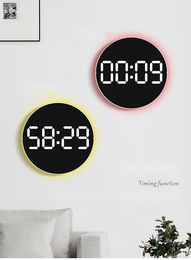 New Living Room Wall With Night Light Electronic Multifunctional Home Temperature Humidity Silent Clock 6672_voghion.com