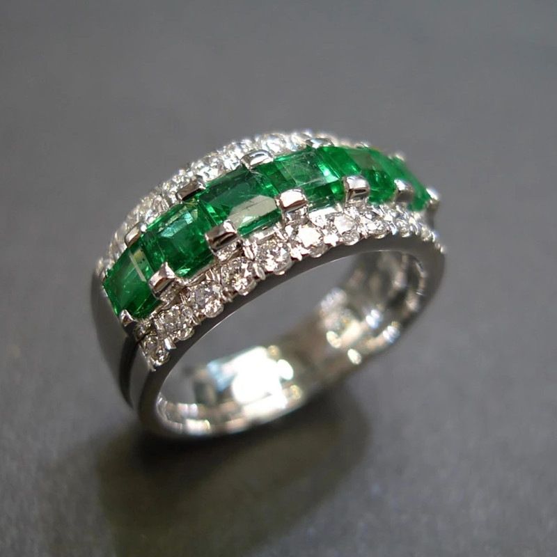 Cao Shi, anello da donna versatile e alla moda in stile hip-hop con semicerchio e diamanti, molto venduto_voghion.com