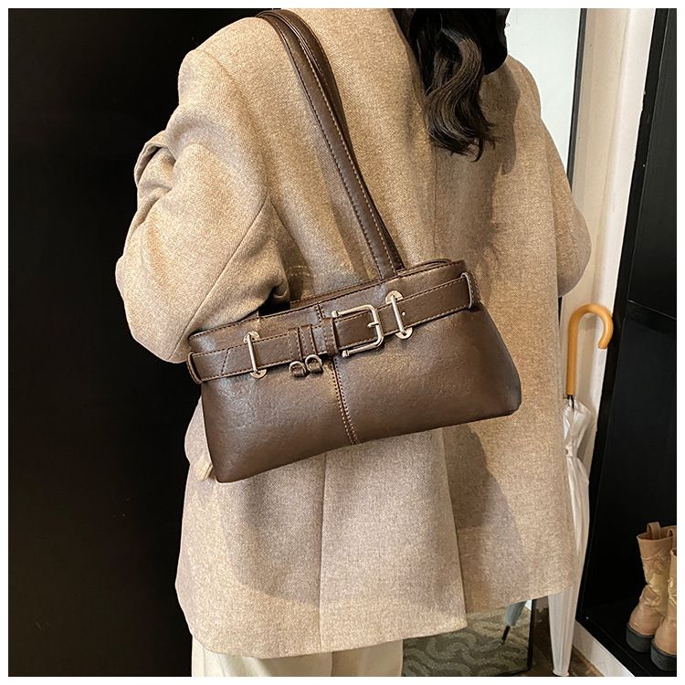 Tote Strukturierte Lässige Vielseitige Gürtelschnalle Schulter Nischendesign Pendlertasche_voghion.com