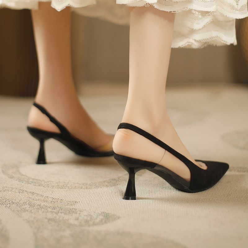 398-5 For Women's New Thin High Heel Pointed Shoes With Headband Splicing To Show Slim, Unique, Sexy Single_voghion.com