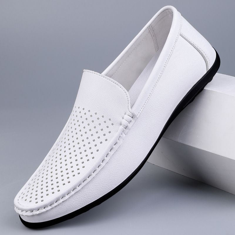 Nepobjediva kvaliteta Bean 2025 Ljeto Casual Style Lazy Niske cipele s mekim potplatom Bijele moderne muške cipele_voghion.com
