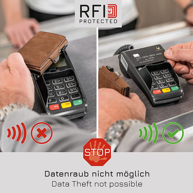 Vintage Crazy Horse Leder Herren Geldbörsen Luxus RFID Schutz Mini Metall Geldbörse Reißverschluss Münzfach für Männer und Frauen_voghion.com