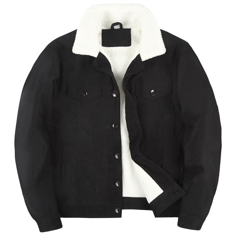Men's Clothing Autumn And Winter Long Sleeved Lapel Corduroy Plus Velvet Jacket_voghion.com