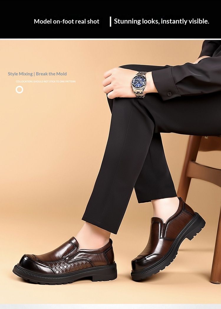 QFV50704555550<=0 Mocassins à semelle épaisse grande taille, style Derby, chaussures tendance pour hommes, en cuir, style business, collection printemps, style européen et américain, hauteur_voghion.com