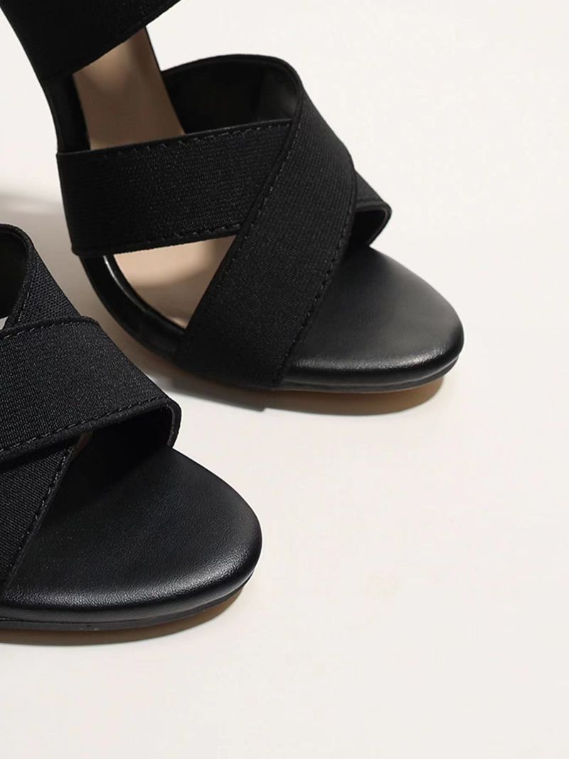 Große Damen-High-Heels mit dünnen Absätzen, überkreuztem Gummiband, Reißverschluss hinten und sexy Sandalen_voghion.com