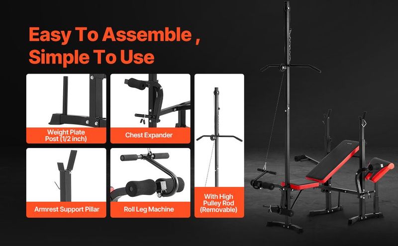 Weight Bench Sit Up Bench For Home Gym Strength Training Workout Adjustable_voghion.com