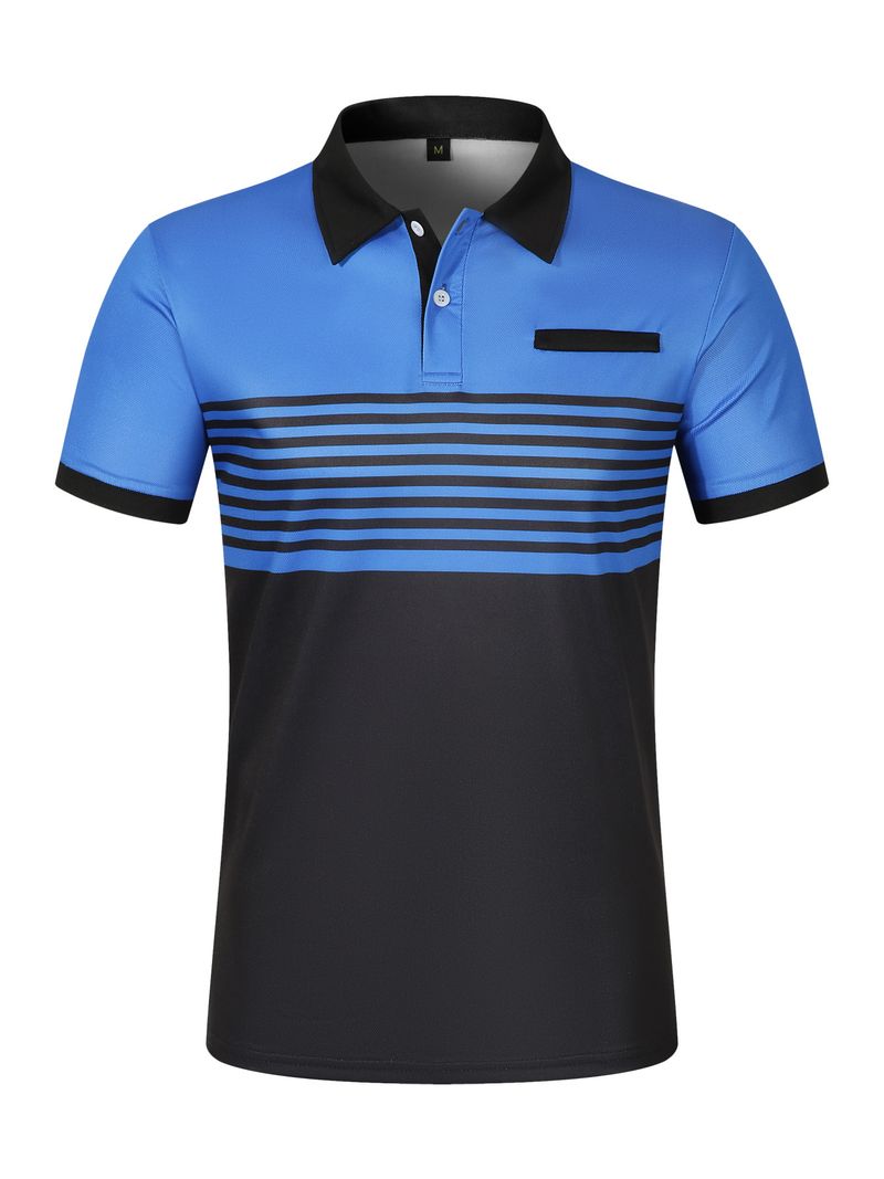 New Summer Men Casual Short Sleeve Lapel Business Polo Shirt 3D Digital Print Stripe Polo Shirt Sport Button Pullover Tops_voghion.com