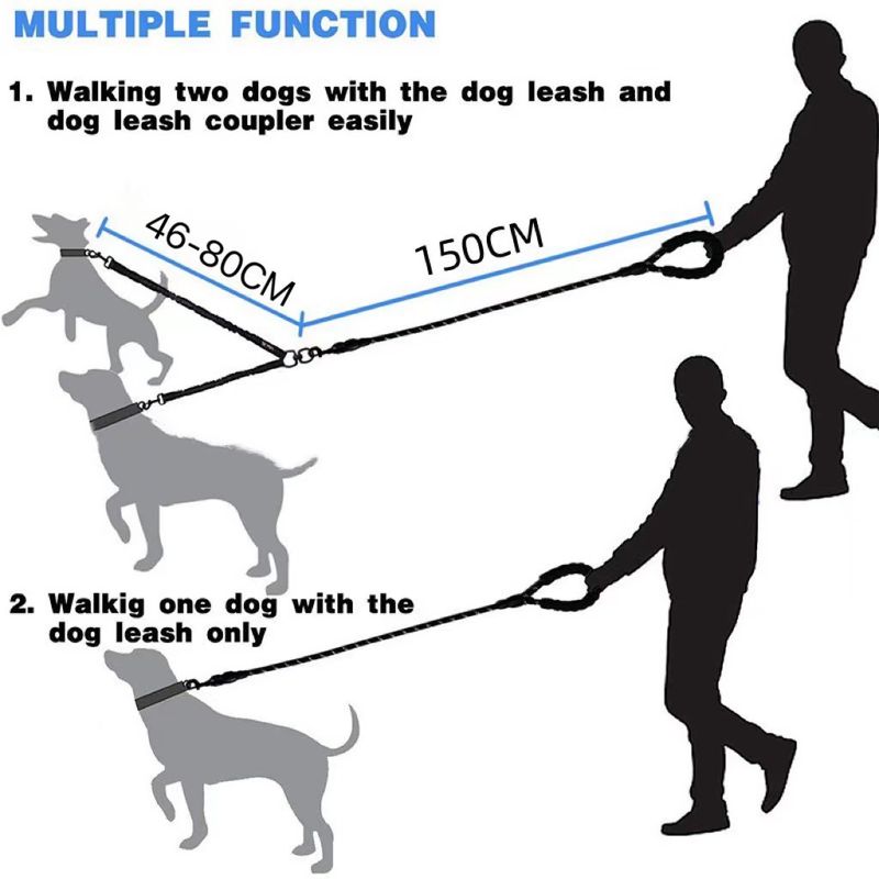 One-to-Two Large Explosion-Proof Retractable Leash P Rope Dog Chain_voghion.com