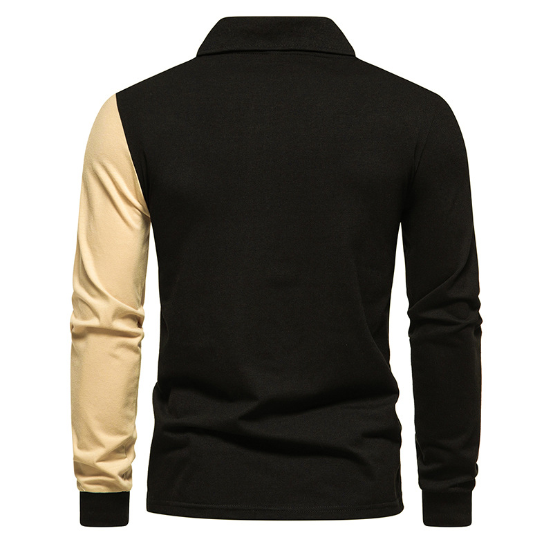T-shirt Polo Color Block da uomo a maniche lunghe D26_voghion.com