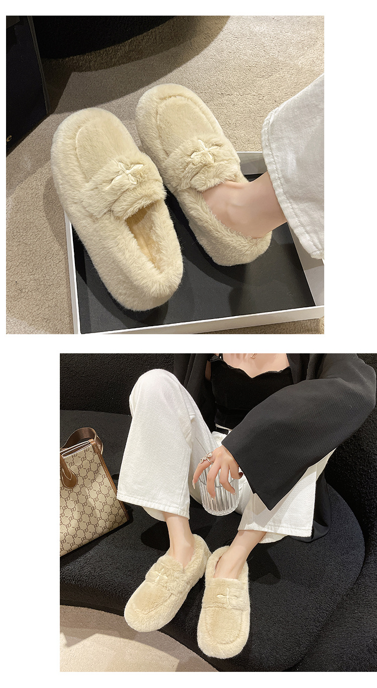 Abbigliamento esterno pigro scarpe pelose per donna 2023 nuove donne in stile incrociato autunno e inverno più scarpe a cuffia in velluto_voghion.com