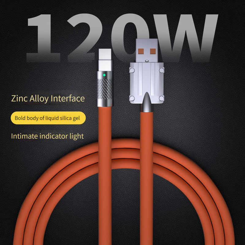 C 120W USB 6A Ultra Hızlı Şarj Kablosu Sıvı Silikon Veri Kablosu C-tipi Şarj Kablosu şarj edilebilir tip_voghion.com