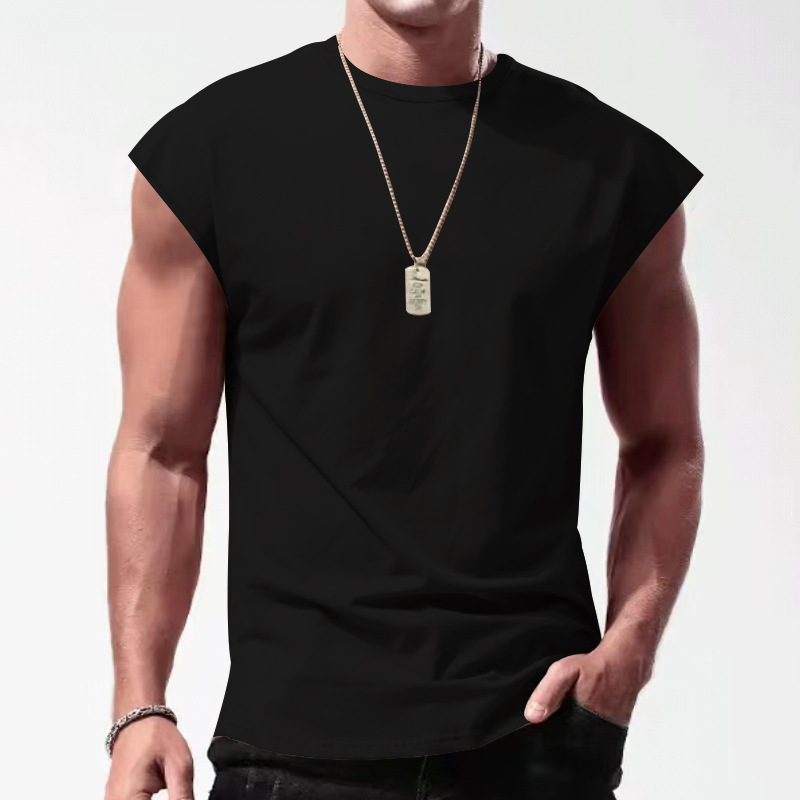 Herren Sommer Ärmelloses T-Shirt Tops Casual Loose Solid Color Dünner Abschnitt Schulter Unterhemden_voghion.com