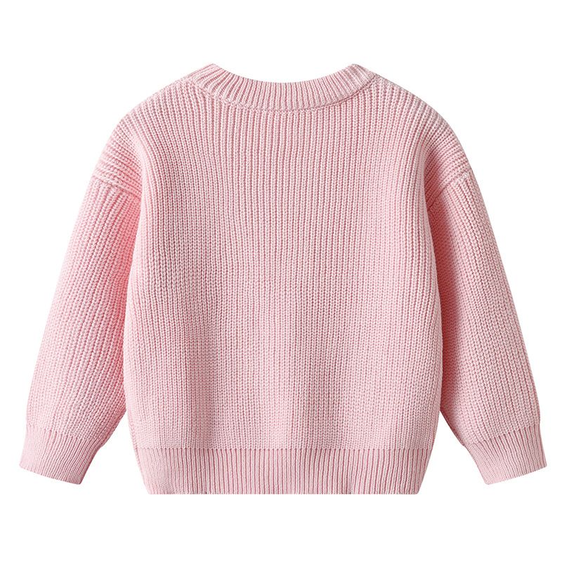 Pull d'hiver en tricot brodé à la main pour bébés et tout-petits – Motif bicolore en coton biologique (66 cm-130 cm, 6 couleurs)_voghion.com
