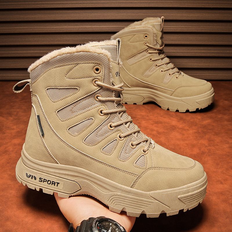 Scarpe da trekking da uomo con fodera in pile, scarponi da sci invernali caldi e comodi, scarponi da neve sportivi alti_voghion.com
